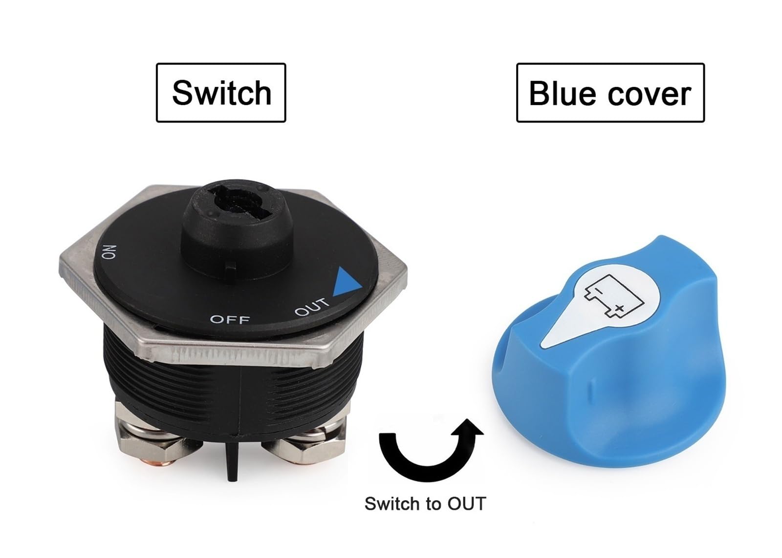 Interruptor de batería de coche, 50, 100, 200 y 300 A, azul, desconectador de batería, kit de interruptor de corte for RV, motocicleta, camión, barco(300A)