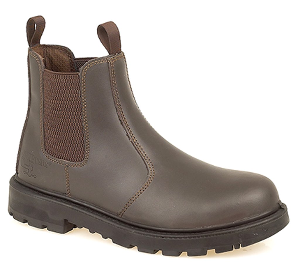Mens Brown Leather Safety Toe Cap Lightweight Work Boots