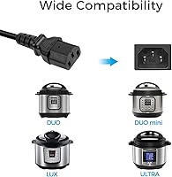 Vista 2 de Power Cord Cable Compatible with Instant Pot Electric Pressure Cooker, Rice Cooker, Power Quick Pot, Microwave, Soy Milk Maker, and More Kitchen