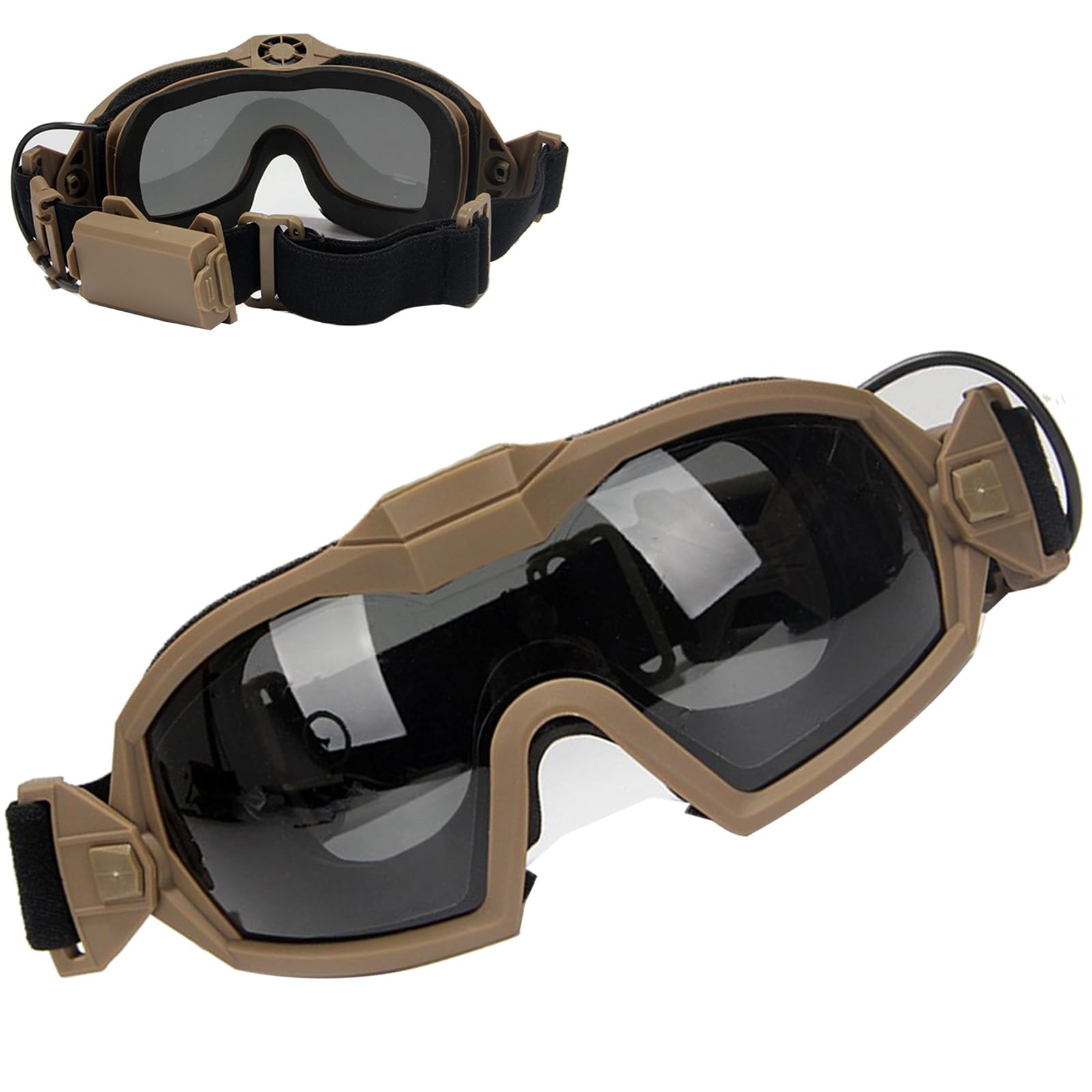 Occhiali Tattici Antiappannamento, Occhiali di Sicurezza HD con Ventola Ventilata Antiappannamento Attiva, Antiurto, Anti-ultravioletti, per Giochi di Tiro Tattici CS Airsoft Paintball