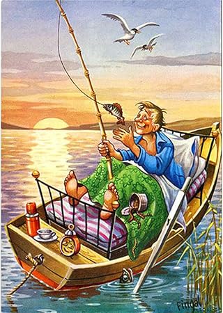 Amazon ボートでの漫画のキャラクター釣り写真キャンバスに手描きの数字による油絵diyアート手工芸品壁の装飾 キャンバス キャンバス用品 通販