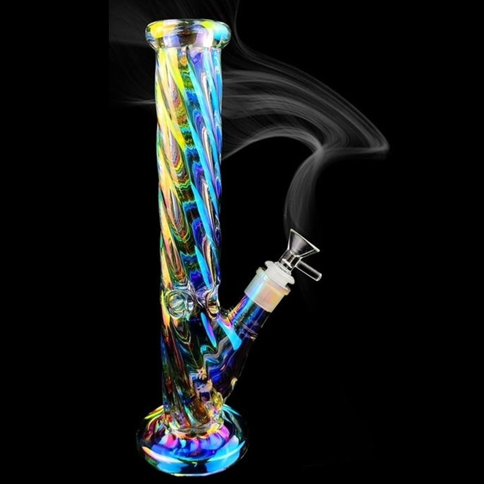 Noctilucous Pipe à eau en verre de 14 mm avec diffuseur de glace épais et percolateur de glace (D#)