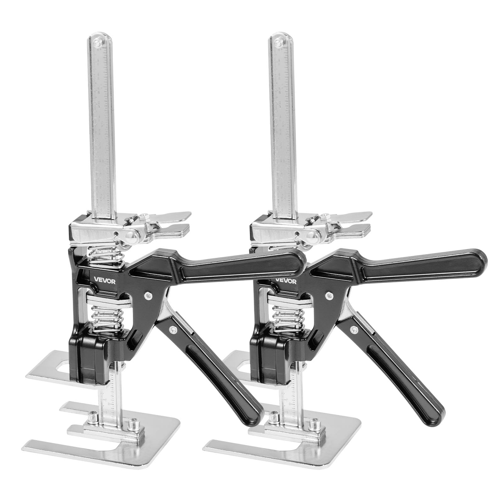 VEVOR Cric à Bras 2PCs, Lève Meubles Portes Plaques avec Capacité 120 kg, Outil de Levage Manuel jusqu'à 16,5 cm, avec Niveau Magnétique, 2 Modes de Réglage, pour Fenêtres, Installation, Noir