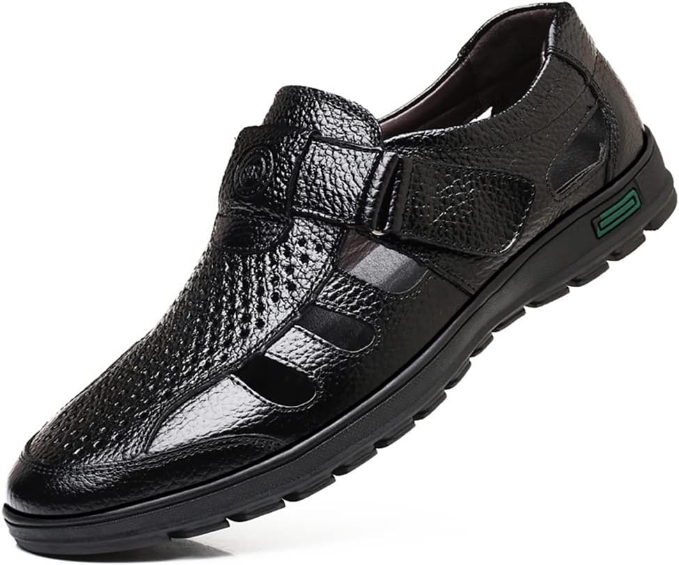 Veslexth Men Business Working Sandals Man Summer Office Breathable Loafers Leather Walking Slip-on Casual Oxfords Male Cocktail Party Fashion Dress Formal Shoes