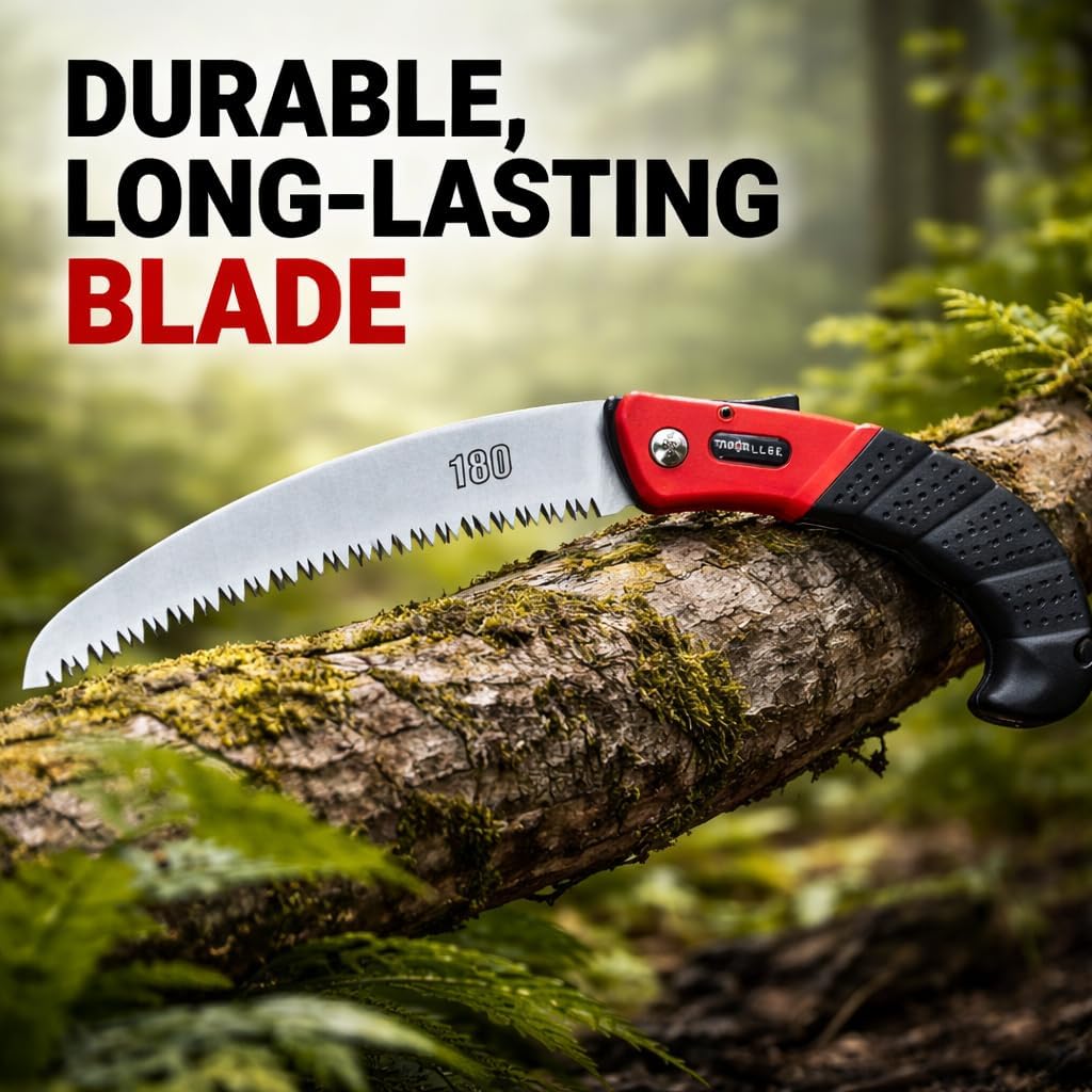 TABOR TOOLS TTS25A Folding Saw with 8 Inch Curved Blade, Folding Hand Saw for Pruning Trees, Trimming Branches & Wood Cutting, Razor Tooth Camping & Tree Saw with Locking Handle image 4