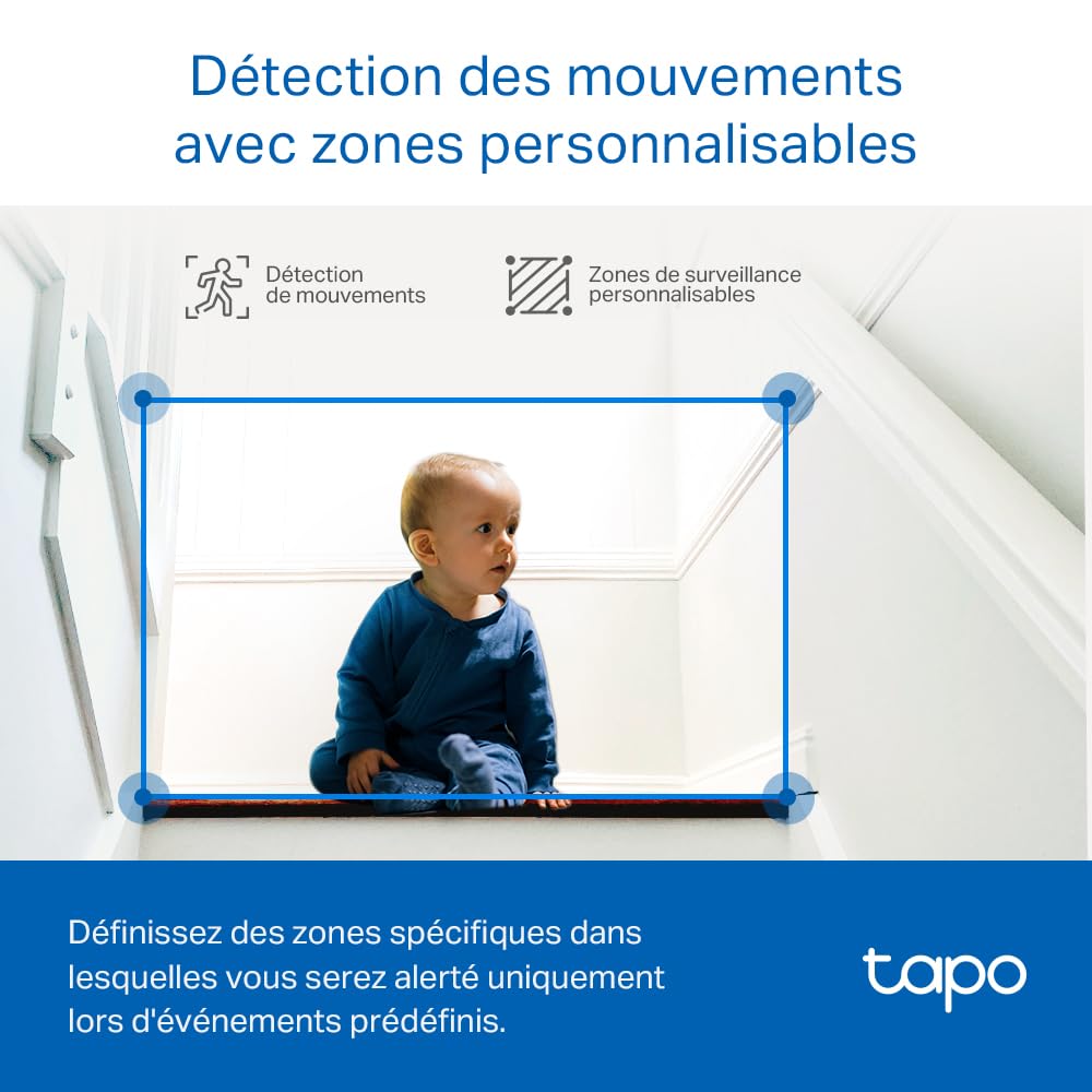 Tapo 3K(5MP) Caméra de Surveillance WiFi intérieure 360°, détection IA, Suivi Intelligent Sirène, Vision Nocturne, Audio bidirectionnel, Mode Privé, Compatible avec Alexa pour Bébé/Animaux C230