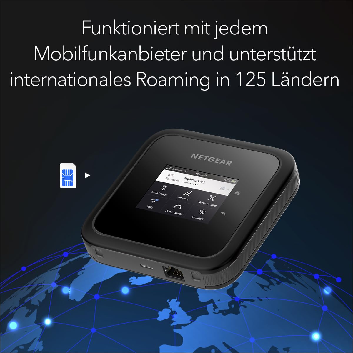NETGEAR mobiler Hotspot-Router Nighthawk M6 5G WiFi 6 (MR6150) – Reisebegleiter für schnelle, sichere Verbindungen bis 2,5 GBit/s – teilen mit 32 Geräten – entsperrt, mit internationalem Roaming