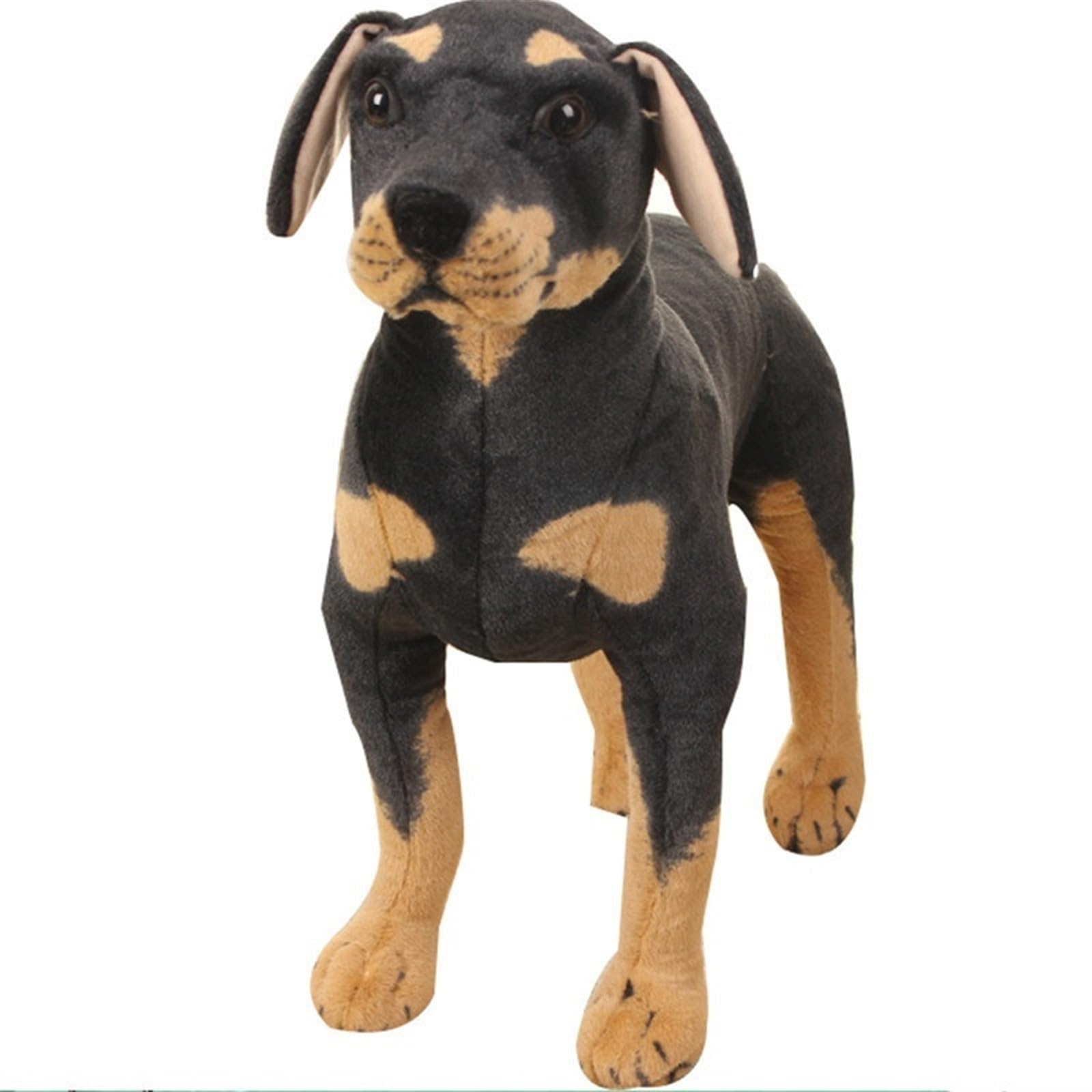 Peluche de Perro de imitación, Peluche de Cachorro de Rottweiler Realista, Juguete de Peluche Suave for niños y niñas, Regalos de cumpleaños y Navidad(27CM)