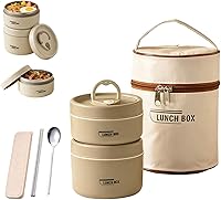 Vista 1 de Juego de recipientes de almuerzo aislados de 4 niveles, caja Bento apilable de acero inoxidable con bolsa de almuerzo aislada, recipientes