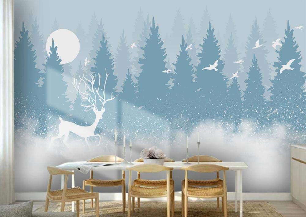 Papier peint personnalisé 3D forêt wapiti maison oiseau fond mural 200x140cm