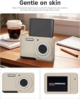 Silicone Case for Kodak PIXPRO FZ55 Digital Camera with Screen Protector and Lanyard for Kodak PIXPRO FZ55 Accessories - (Rice White)