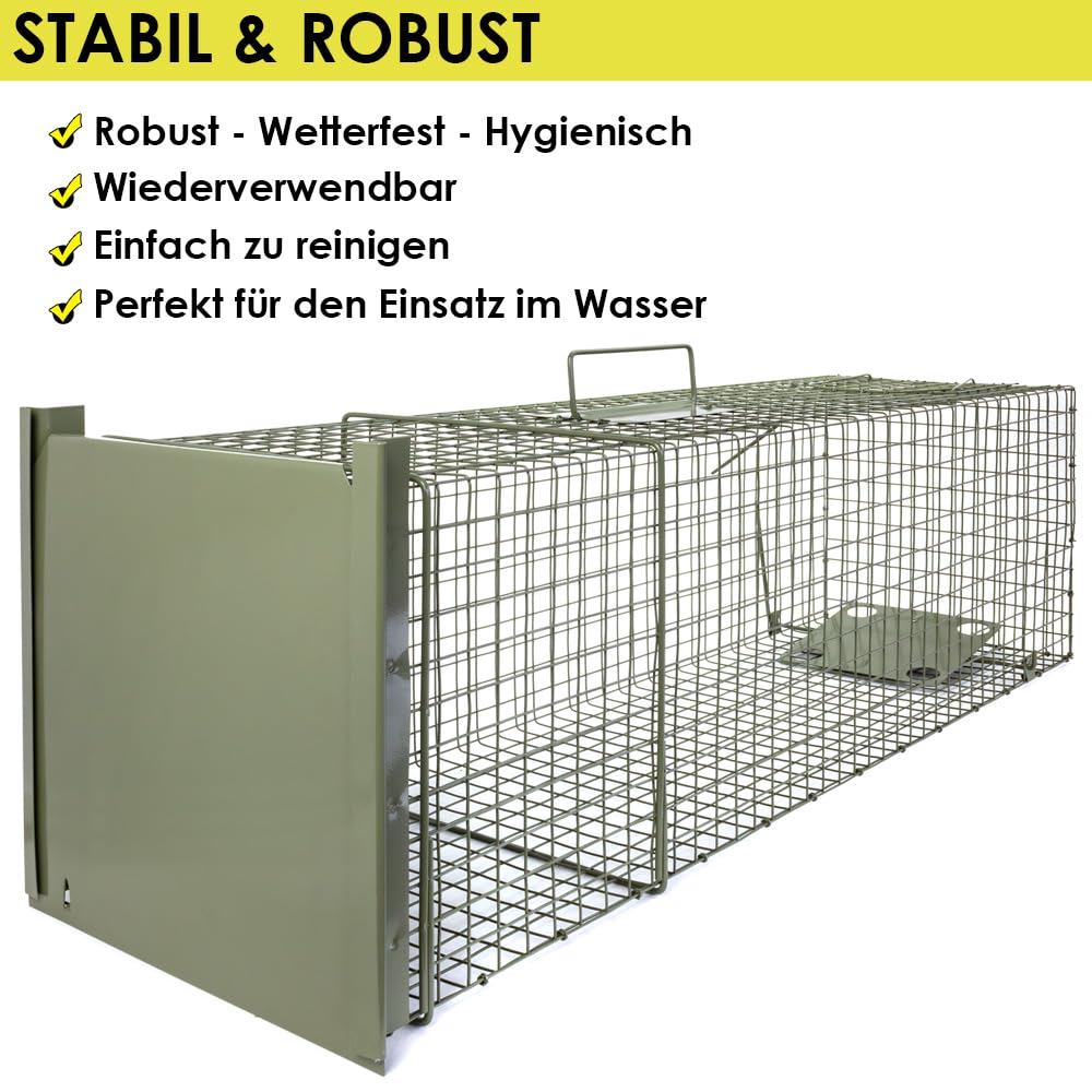 Petigi Lebendfalle Grün Drahtfalle Marder Lebend Wiesel Garten Kaninchen Abwehr Umsiedeln Falle Haus Zubehör Ratte Vertreiben Dachboden Rattenfalle 102 x 29 x 31 cm