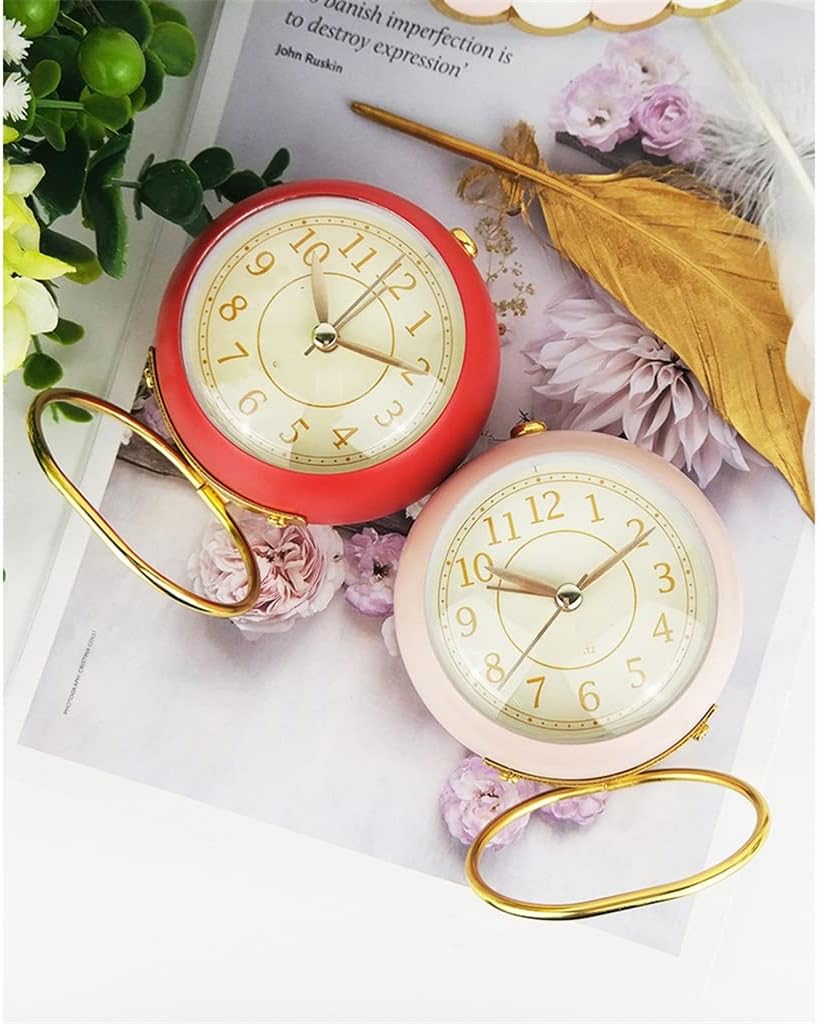 Nordic Metal Desk Clock Night Light Alarm Bedside