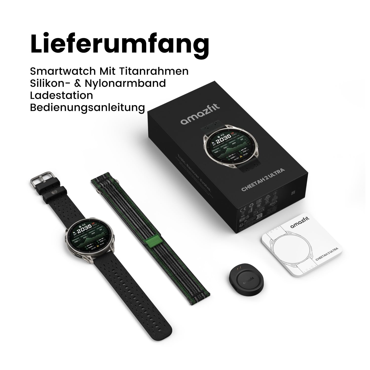Amazfit Cheetah 2 Ultra 47mm GPS-Smartwatch, 1,5" AMOLED mit Saphirglas, Titangehäuse, 30 Tage Akkulaufzeit, Taschenlampe, 64GB, NFC, Offline-Karten, 5 ATM, 180+ Sportmodi & HYROX für Android & iPhone