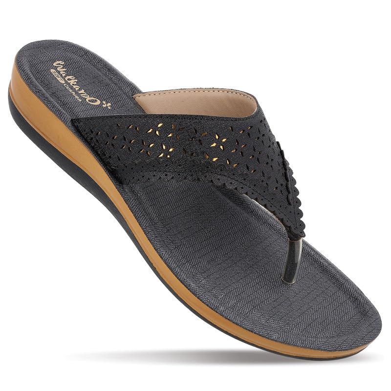 WALKAROO Sandals For Womens|Light Weight and Comfortable|Stylish and Soft Cushion|WE2021 - Black (B0DCGCTB47) Amazon Price History, Amazon Price Tracker