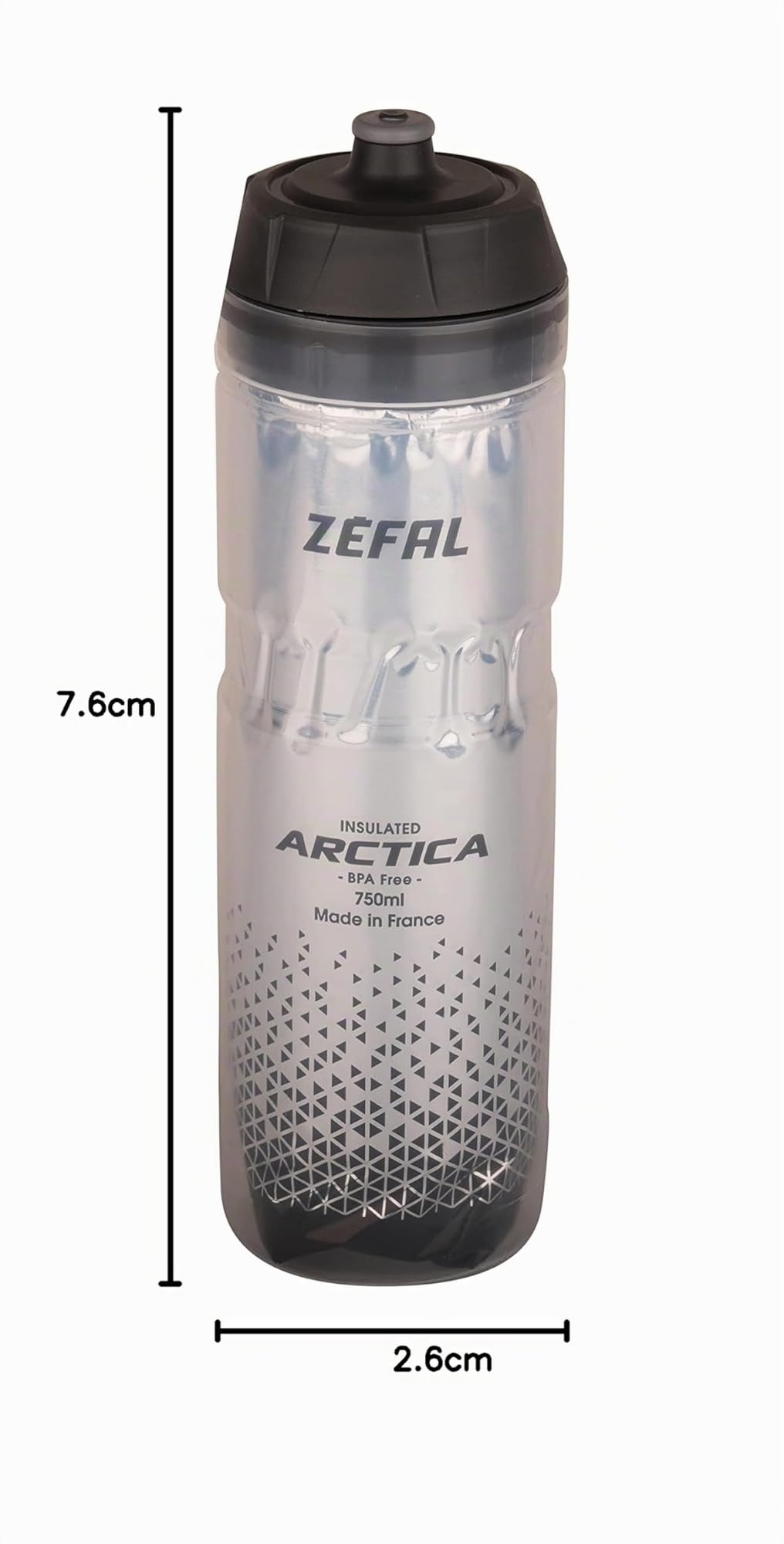 Zéfal Arctica, Borraccia Termica per Bicicletta Unisex-Adulto, Nero, 750 ML, Polipropilene