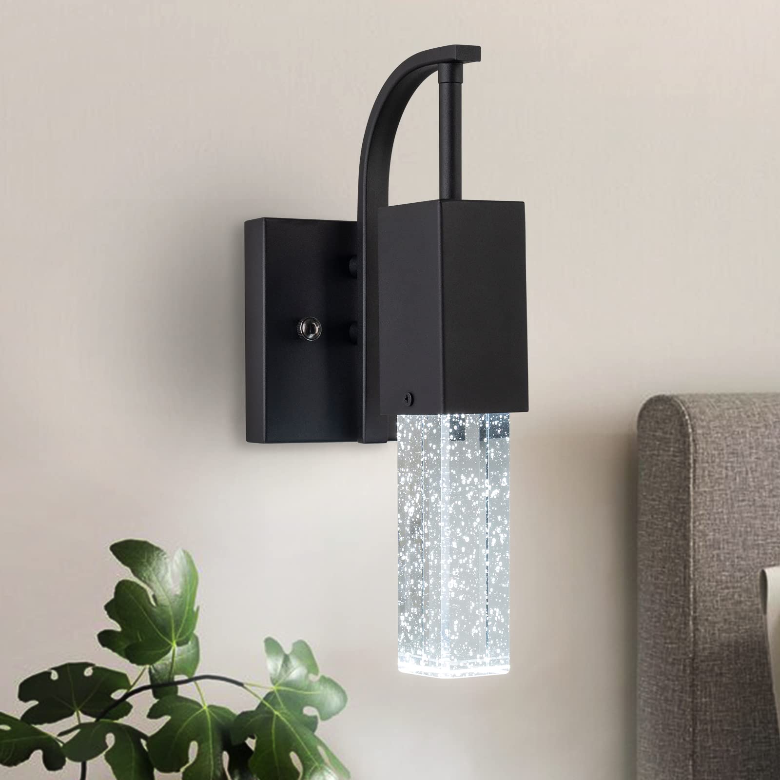 Cerdeco83352VA Modern Indoor Crystal Wall Sconce, 1-Light Elegant Wall Light,Matte Black Finished [UL Listed]