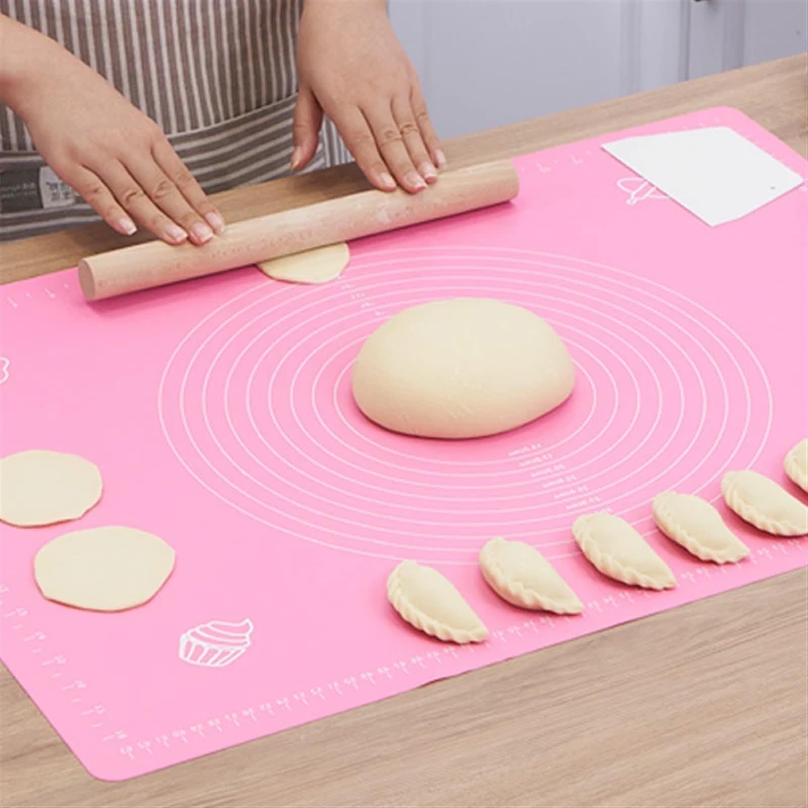 Teigunterlage Silikon-Backmatte, Pizzateig-Maker, Gebäck, Küchenhelfer, Kochutensilien, Utensilien, Backgeschirr, Kneten Silikon Backmatte (Color : Blue, Size : 50x70cm)