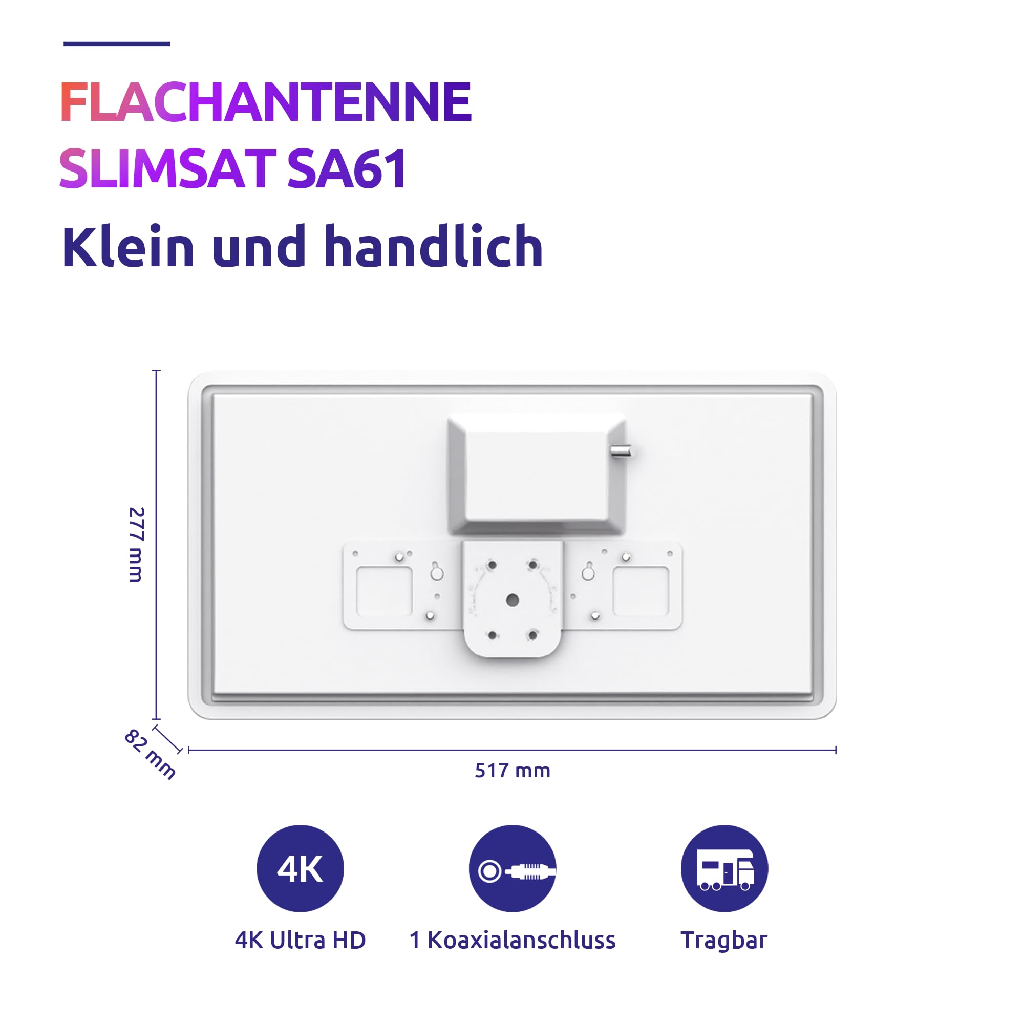 STRONG SlimSat SA61 Kompakte Satellitenantenne Integriertes Single LNB Fensterhalterung weiß