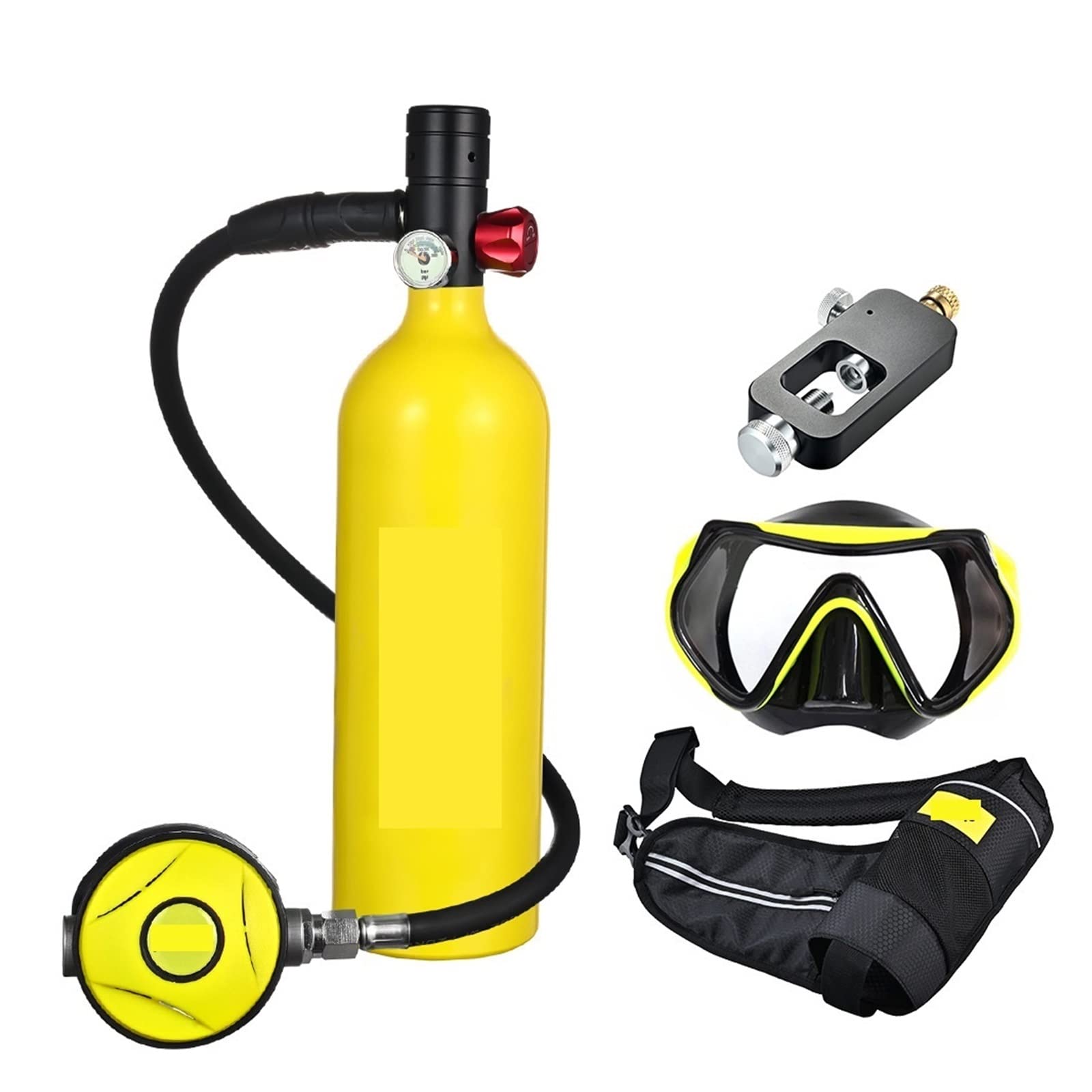 Portable Dive Cylinder, Diving Oxygen Cylinder 1L Capacity Portable Respirator(Giallo)