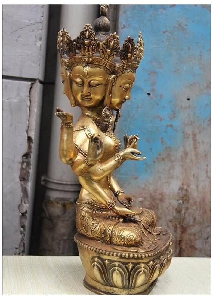 Amazon｜仏像、8本の腕と4つの側面を持つ青銅製の観音仏、オフィスの