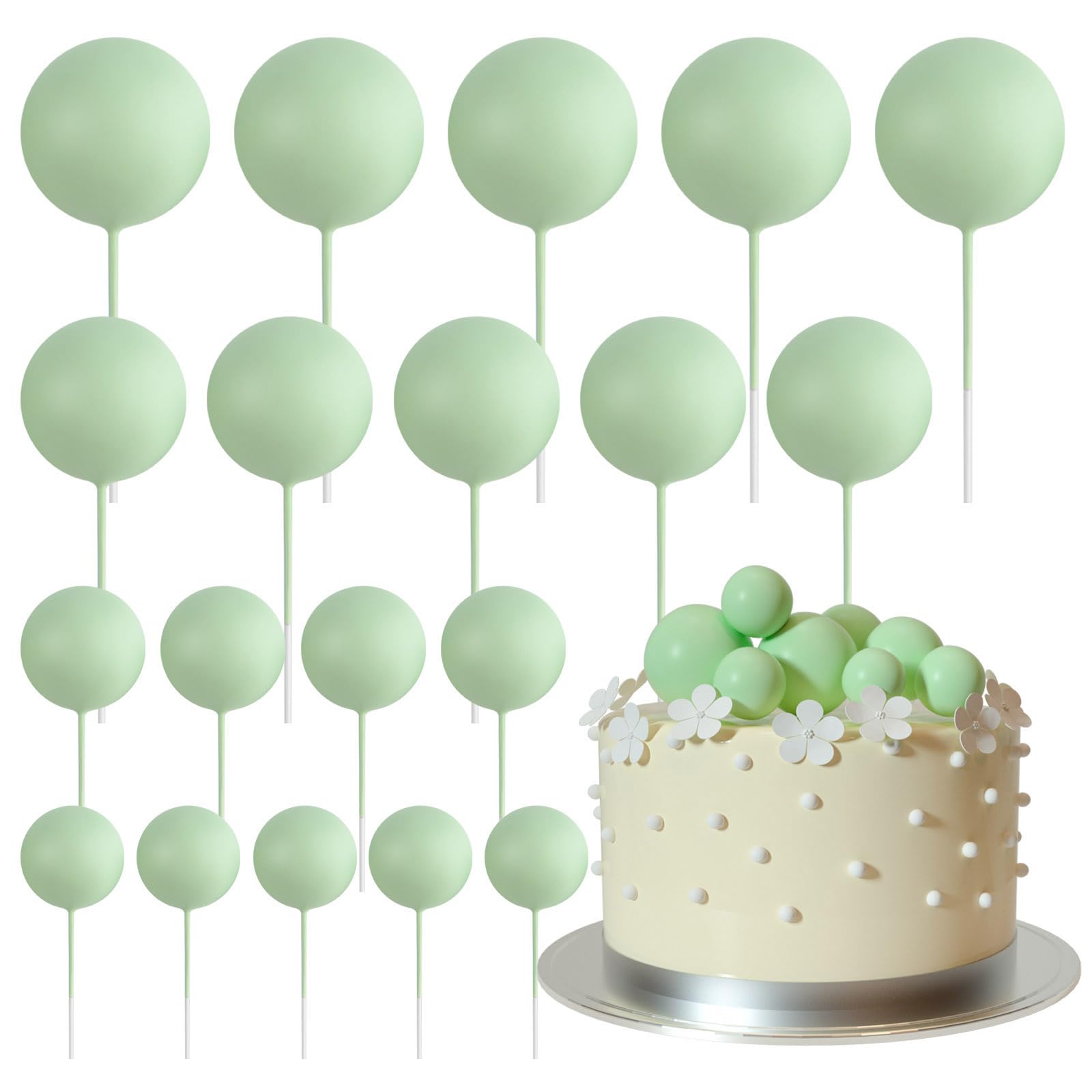 ASTARON 20 Pcs Disco Ball Cake Topper Decorations Sticks Silver Cake Balls Picks Toppers for Birthday Anniversary Disco Retired Theme Party Decorations — view 12