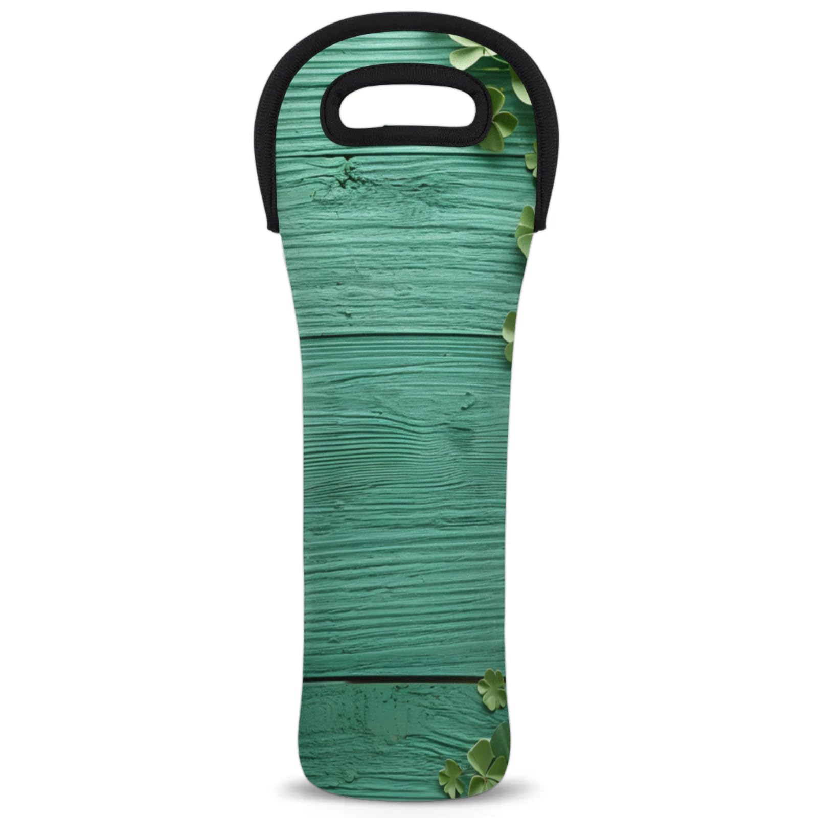 Neoprene Wine Tote Carrier Bag for Wine,Water, Champagne, Beer, Baby Bottles 15.6 x 5.1 Inches, Protective Wine Bag,Clover with Wooden
