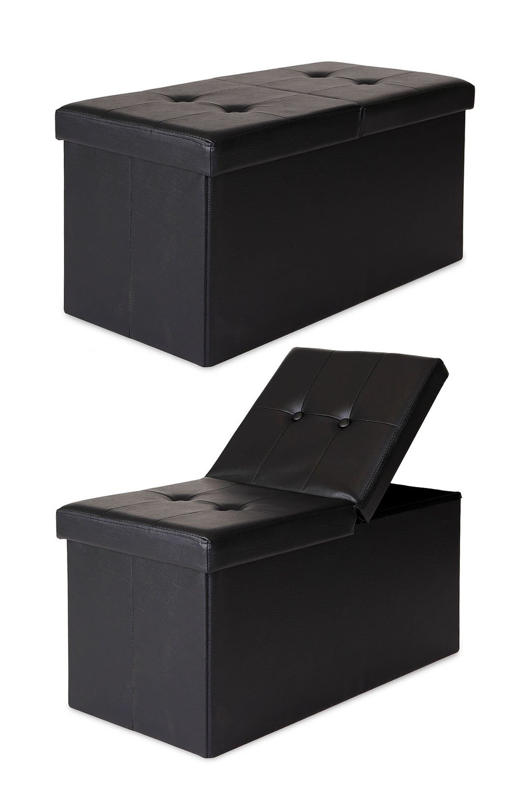 tavora Banco con Tapa 76x38x38 cm, de Piel Sintética Negro