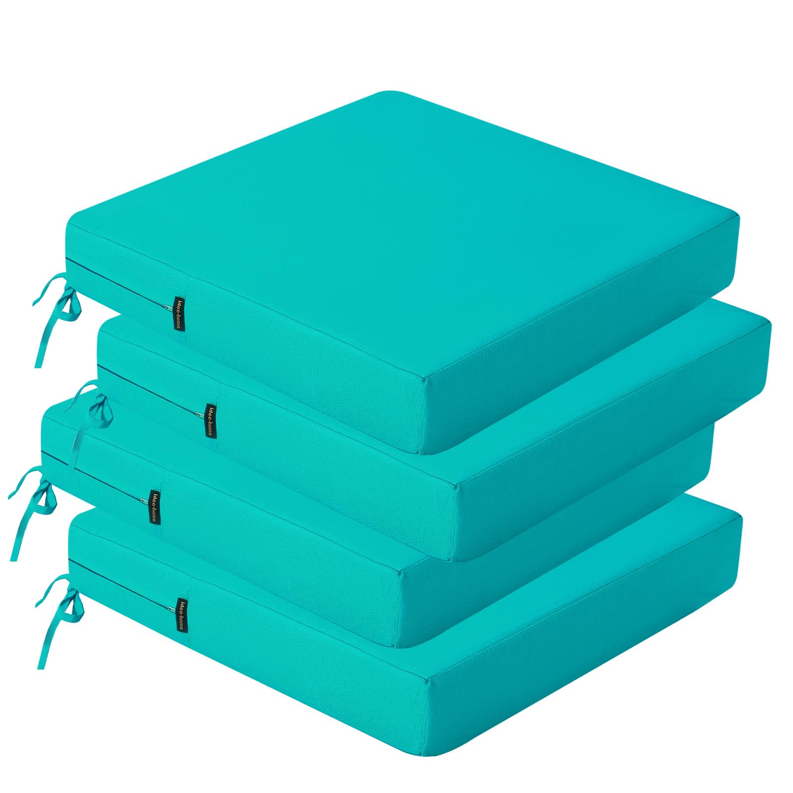 idee-home Outdoor Chair Cushions Set of 4, Waterproof Outdoor Seat Cushions for Patio Furniture, Outside Replacement Chair Pad with Ties for Lawn Deck