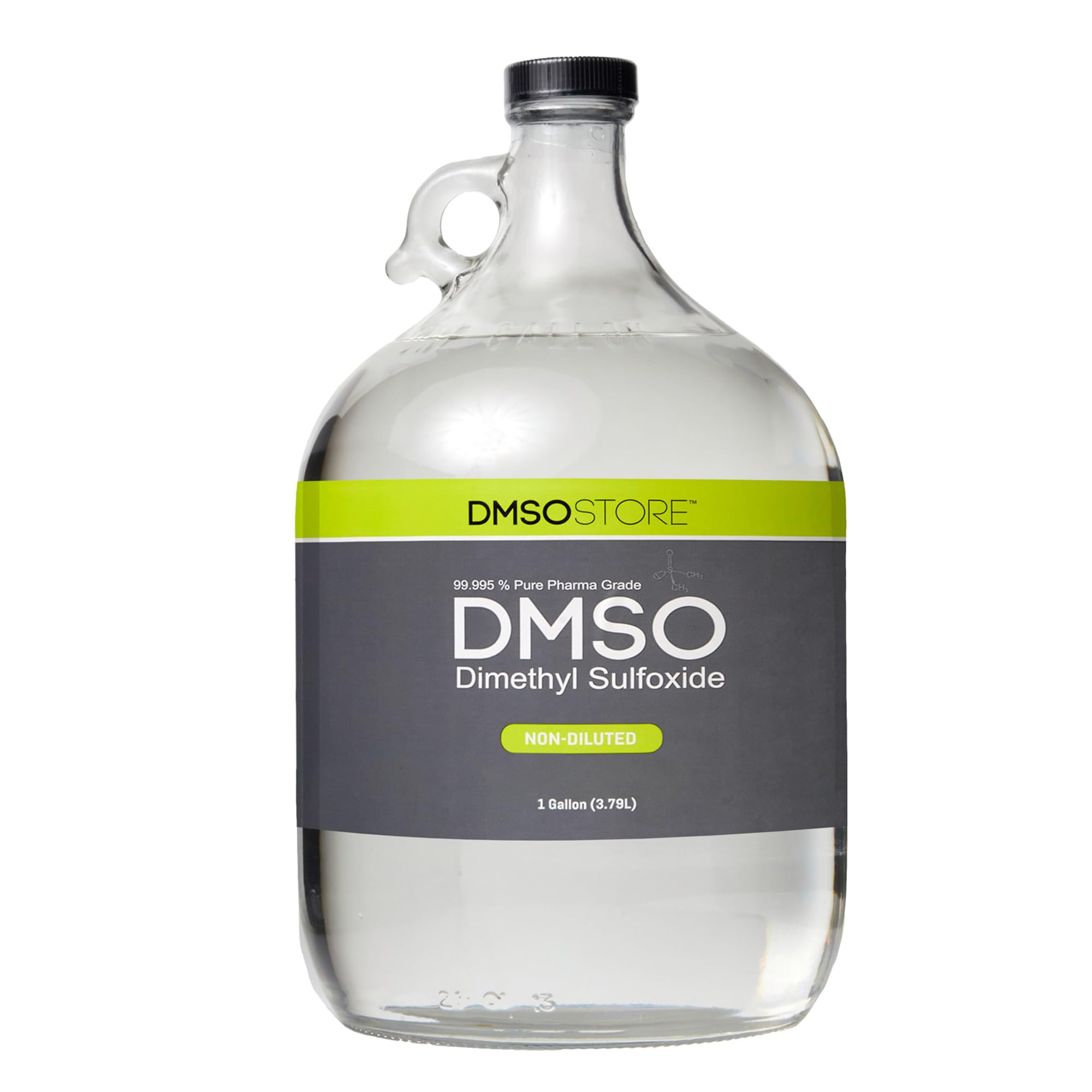 DMSO Liquid 1 Glass Gallon Jug, Pure 99.995% Pharma Grade, Non-Diluted, Low Odor, Dimethyl Sulfoxide