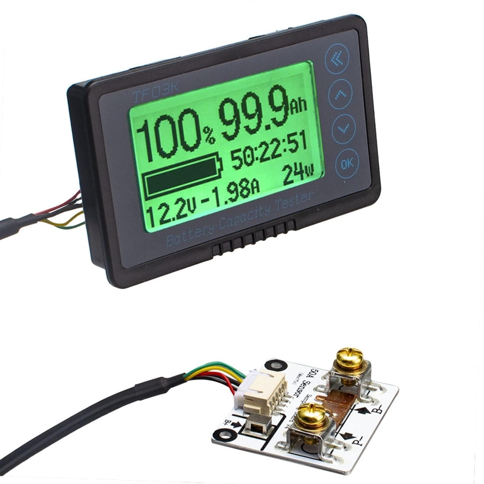 Comprobador De Carga De BateríA, TF03K DC10 ~ 120V 50A / 100A / 350A / 500A Capacidad de la batería Probador de tensión de voltaje Muestra el contador de Coulomb WiHT 1M ,Rango De Prueba MáS Amplio(TF