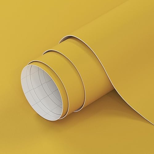Laatse Papel tapiz amarillo vintage para despegar y pegar, papel de contacto amarillo vintage de 23.6 x 393.7 pulgadas, vinilo impermeable,