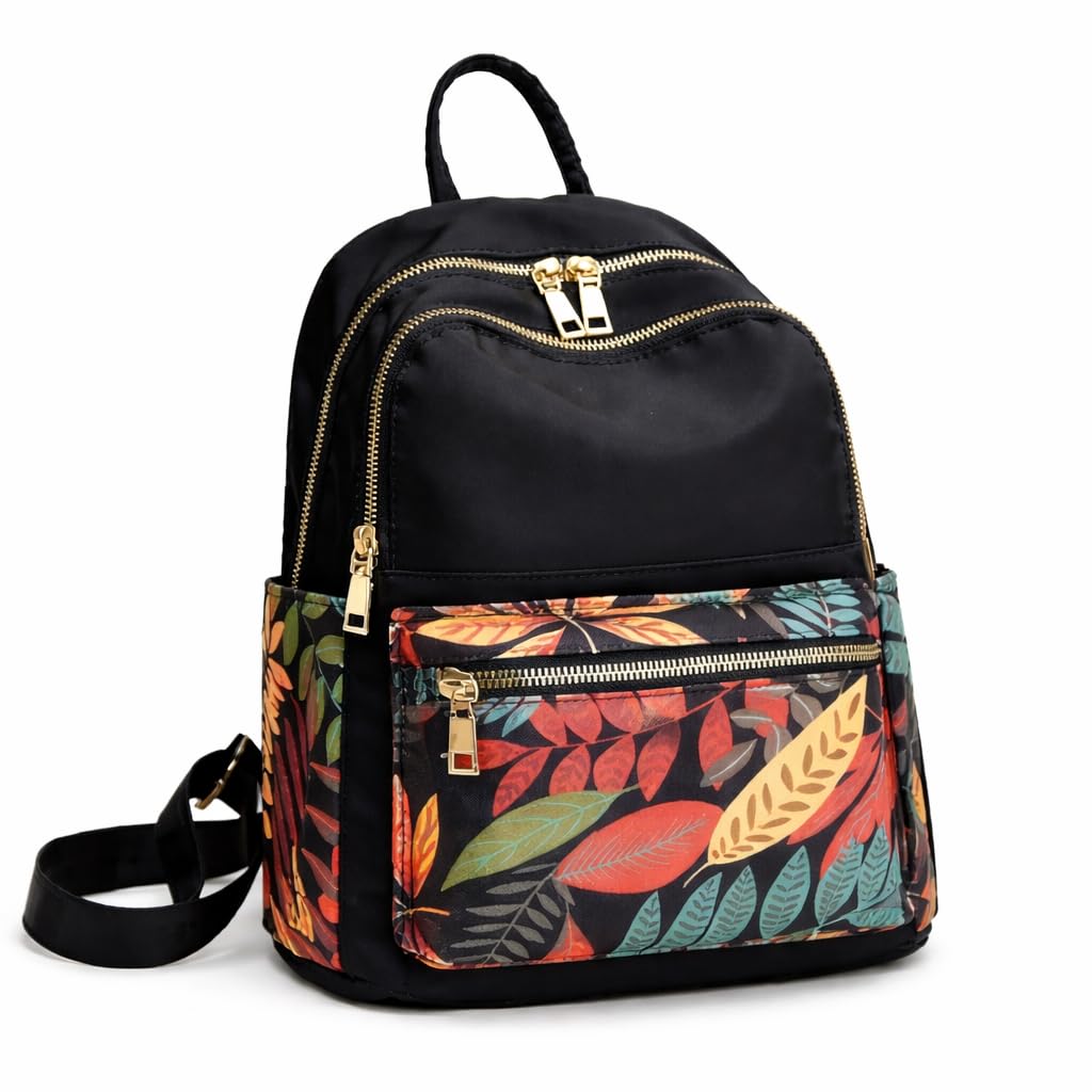 Women/Girls Casual Backpacks for Office, school, college, travel, camping or daily use. Water Resistant and Lightweight Latest collection multiple pockets (half leaf print)-image-33