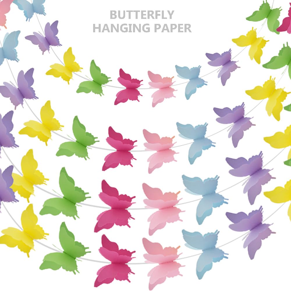 7 Striscioni Farfalle 3D - Ghirlanda Carta Per Decorazioni Matrimoni, Feste, Camerette, 2m Caduno - Foto 9