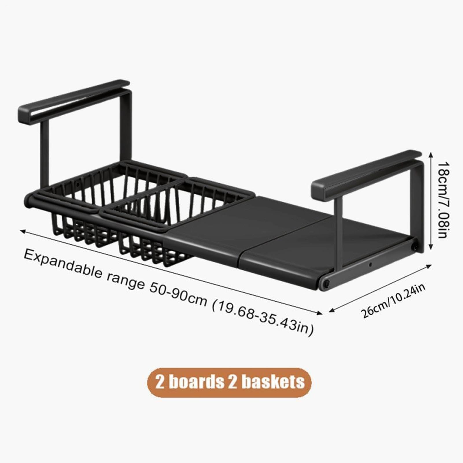 Mensola Sotto Contenitore Estensibile Senza Foratura | Cesto Organizzatore sotto Mensola per Cucina, Dispensa, Armadio, Ripostiglio, Lavanderia, Camper, , Bagno