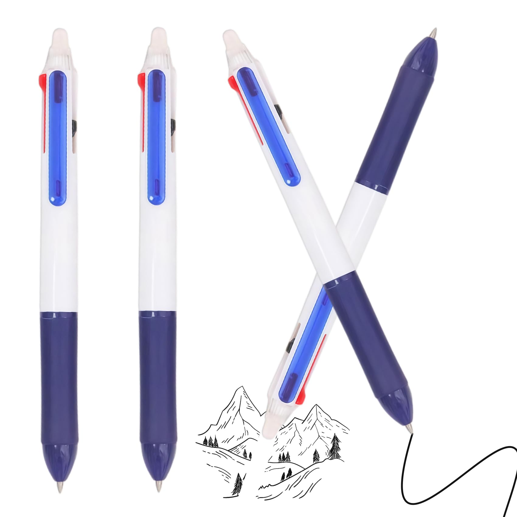 XWLEYW 3 in 1 Erasable Gel Pen, Multicolour Click Pen, 0.5mm