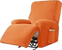 Vista 7 de Fundas elásticas para sillón reclinable, 4 piezas, funda de terciopelo ultra suave para silla reclinable, funda de sofá de un solo asiento, Beige