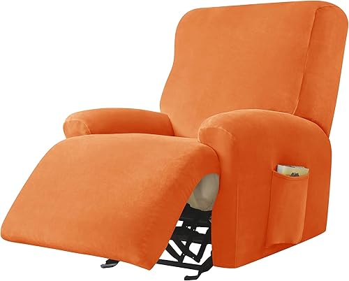 Miniatura 7 de Fundas elásticas para sillón reclinable, 4 piezas, funda de terciopelo ultra suave para silla reclinable, funda de sofá de un solo asiento, Beige