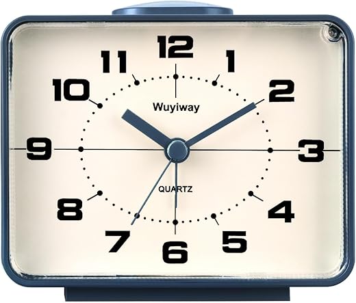Retro Analog Alarm Clock, Battery Operated, 4 " Vintage Decor for Bedroom, Nightstand, Bedside, Desk photo Retro Analog Alarm Clock, Battery Operated,4 Vintage Decor for Bedroom, Nightstand, Bedside, Desk, Table,Silent,Lighted on Demand and Snooze,Ascending Beep Sounds,Easy to Set (Blue)