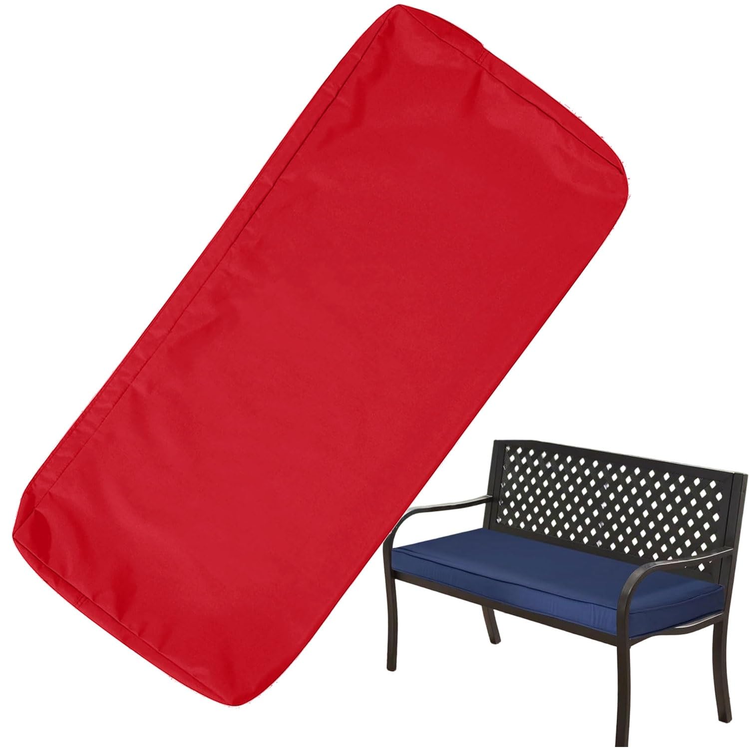 Funda Impermeable y Antideslizante para Cojín de Banco y Asiento – Funda de Repuesto con Cremallera y Correas para Muebles de Exterior en Jardín, Terraza y Sofá(Rojo,120x50cm/47x20in)