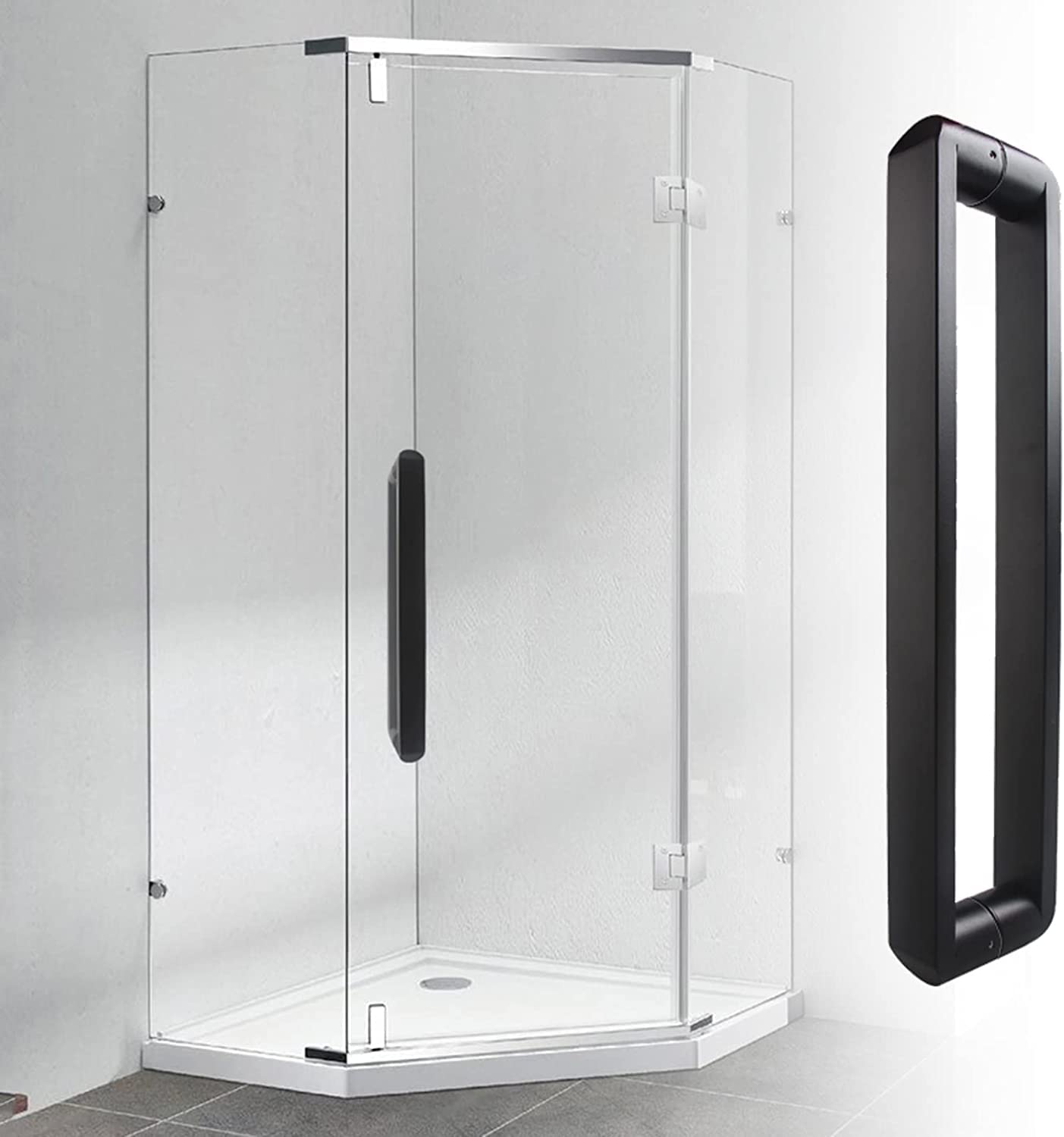 Barn Door Handle Matte Black Bathroom Glass Door Handle with Safe Corner,Smooth Anti-Rust Sliding Door Handle,Modern Handle Pull,Easy Installation (104cm/41)