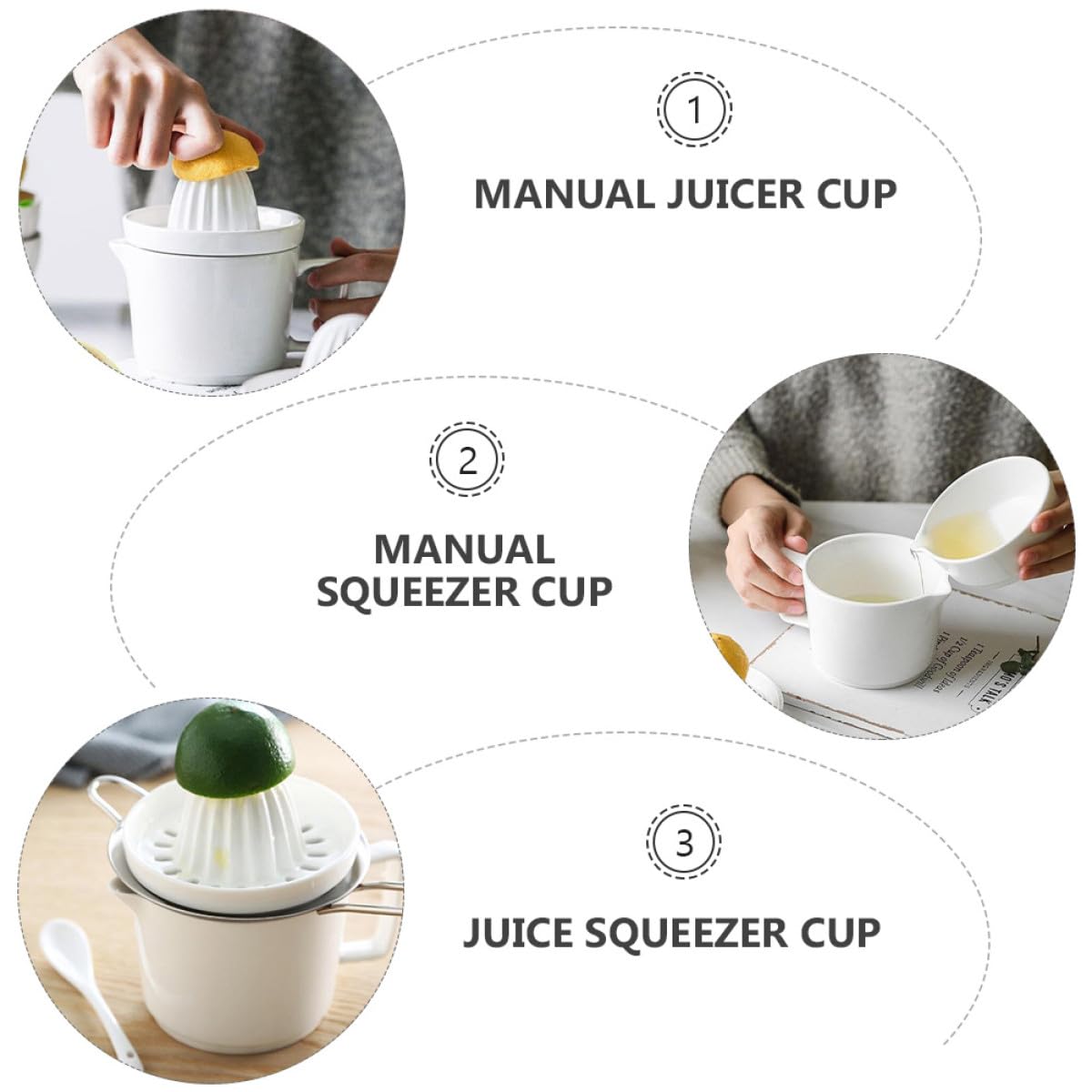 Exprimidor Manual de Frutas de Cerámica 1 Unidad Vaso Exprimidor de Jugo Compacto Portátil para Cocina y Hogar Prensado Rápido Seguro y Fácil de Limpiar