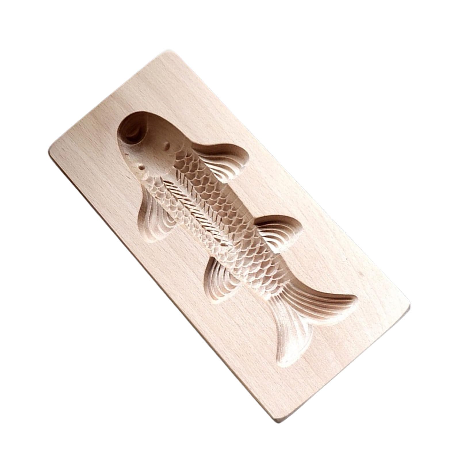 carotoe Premium Carved Carp Wooden for Traditional Baking and Kitchen Tool Steamed Buns Bakeware Handcrafted Wooden Baking Tool