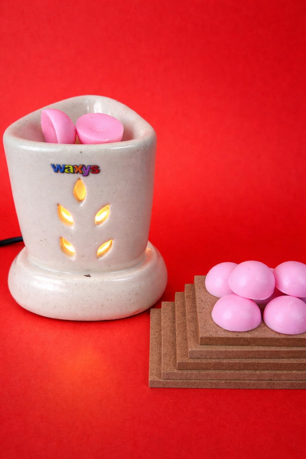 Ceramic Electric Diffuser with 100 Grams Rose Scented Wax Melts, Electric Room Freshener-image-3