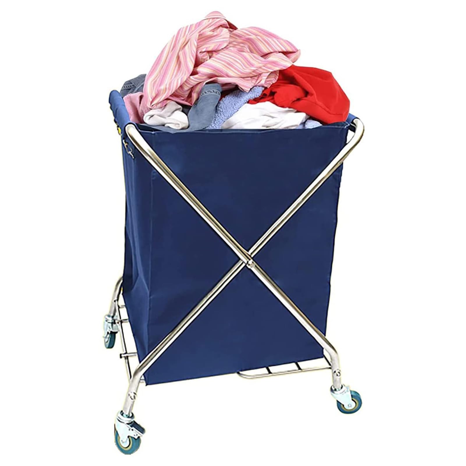 SFSLBFB Foldable Rolling Laundry Basket Cart with Wheels - Portable Commercial Laundry Cart for Home Bedroom & Hotel - Easy Transport & nization Solution