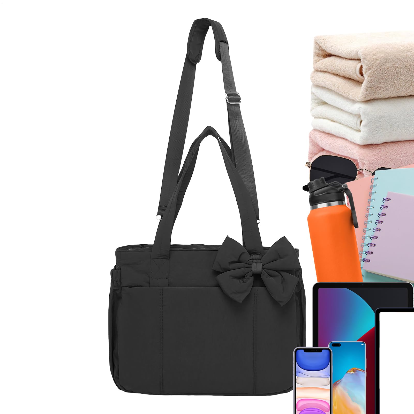 Torba z kokardą – urocza elegancka torebka kopertówka torebka dla kobiet, dziewcząt, nastolatków, idealna na wieczór, imprezę, podróż, do pracy, biura, na ślub, plażę, stylowe akcesorium na co dzień