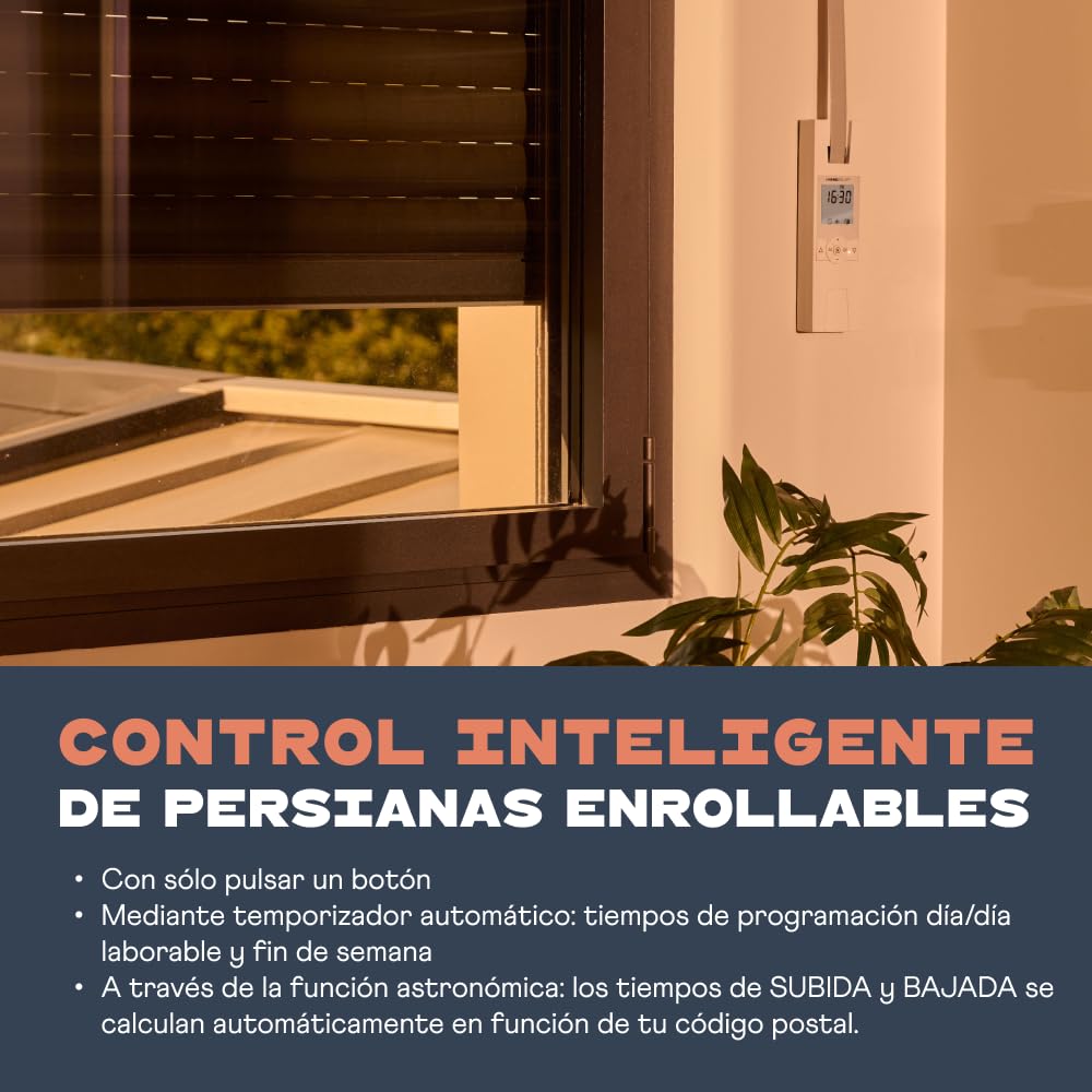 HOMEPILOT - Enrollador cinta RolloTron Premium Smart | Motor eléctrico con pantalla para control cómodo persianas. Accesorio Smart Home - ¡compatible instalaciones posteriores! Capacidad carga: 45 kg