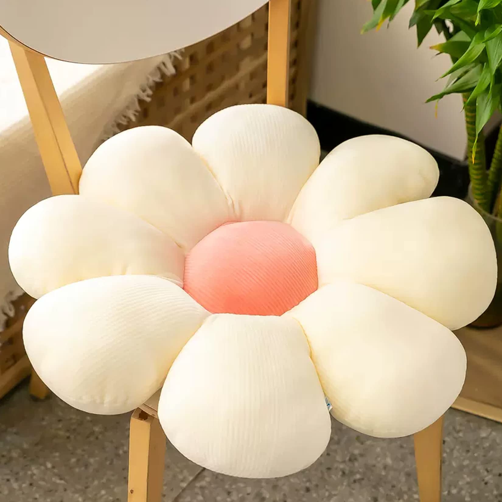 AIBOTY Flower Pillow Daisy Flower Throw Pillow Sunflower Pillow Floor Pillow Fun Pillow Flower Shaped Seating Cushion Back Sleeper Pillow Car Butt Cushion Decorative Pillows On Bed,White,38cm