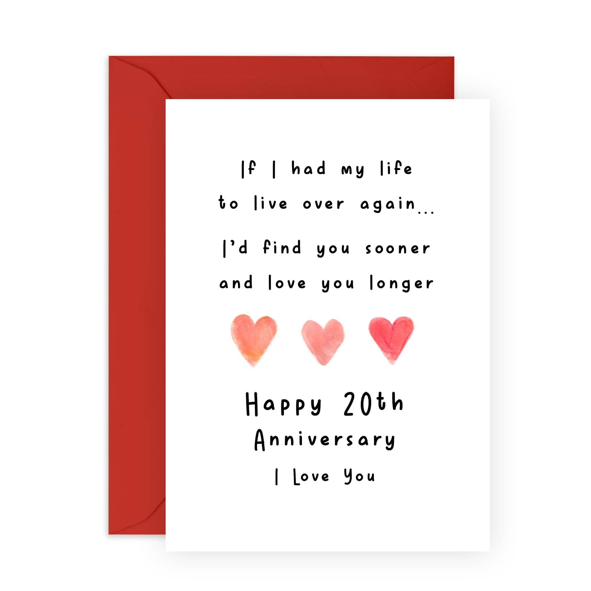 Romantic 20 Years Anniversary Card For Him Her - '20th Anni Love You Longer' - Gifts for Babe, Girlfriend, Boyfriend, Husband, Wife, Spouse - Sweet Message - Comes with Fun Stickers