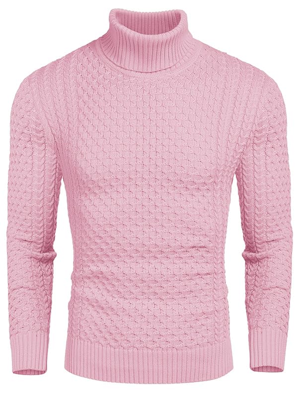 COOFANDY Men's Slim Fit Turtleneck Sweater Casual Knitted Pullover Sweaters